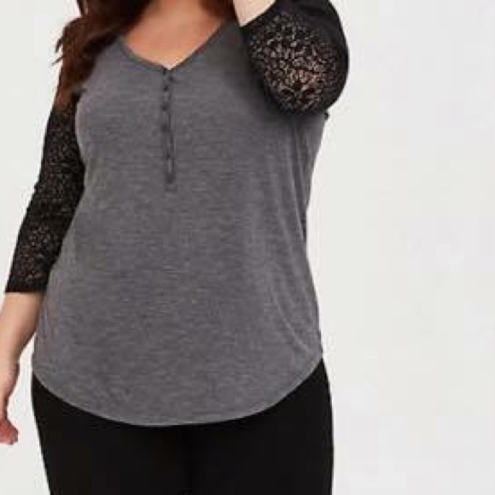 Torrid lace arm tunic shirt